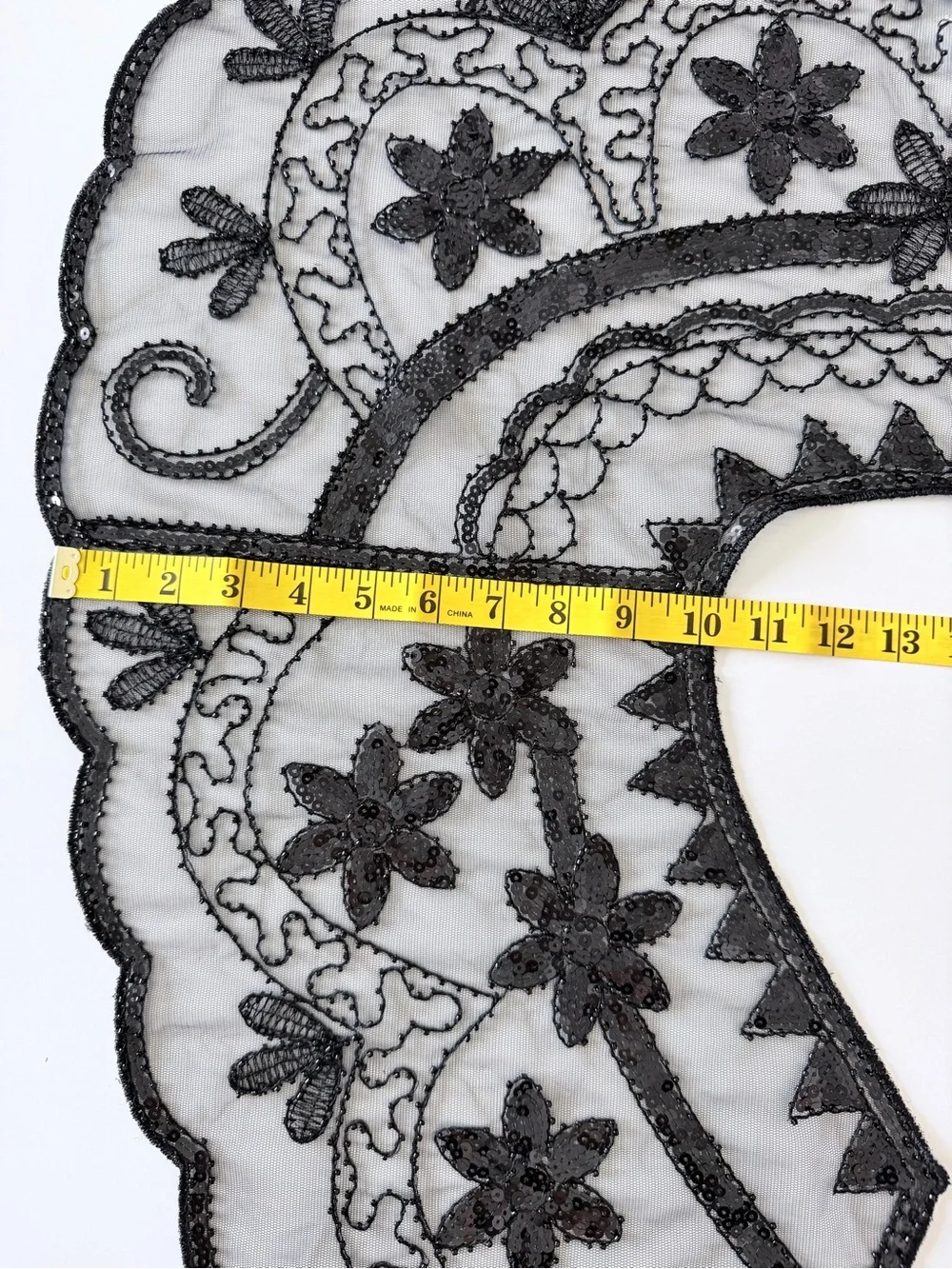 Black Beaded Women's 1920's Sequin Flapper Shawl - OS